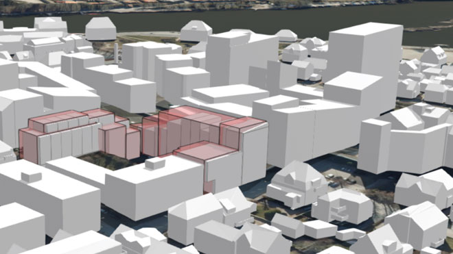 Bilde fra Nasjonal detaljert høydemodell (NDH) som viser bygninger