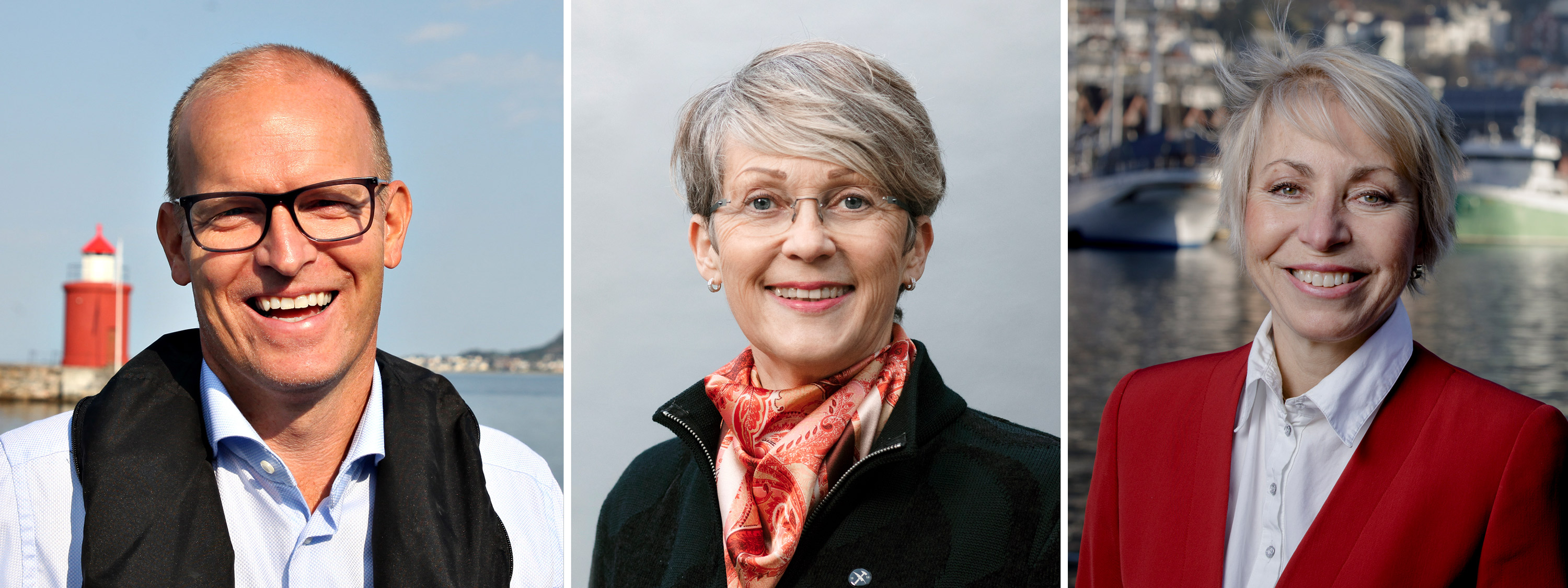 Portrettfoto av Johnny Welle, May Britt Myhr og Sissel Rogne.