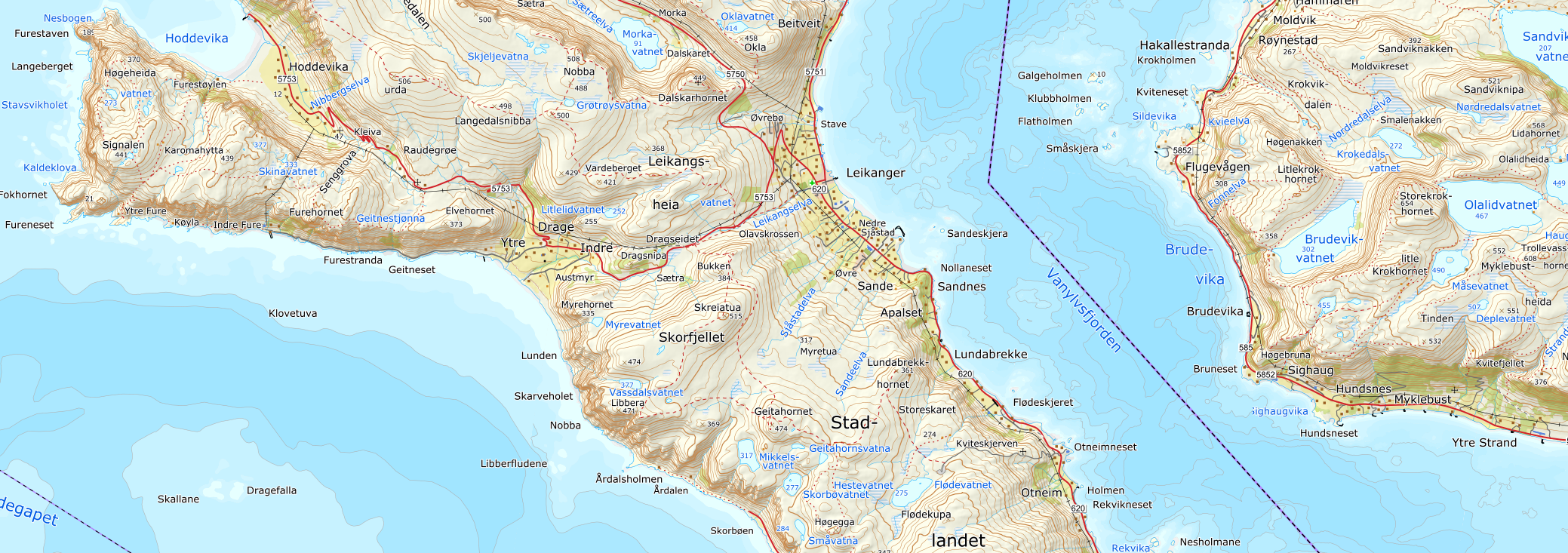 Skjermdump av norgeskart.no 