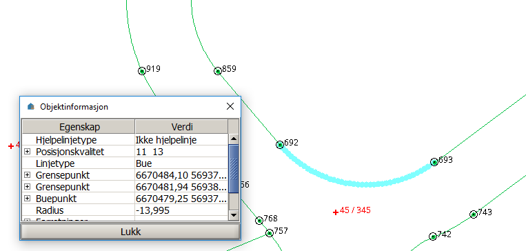 Grenselinje som f&oslash;lger sirkelbue